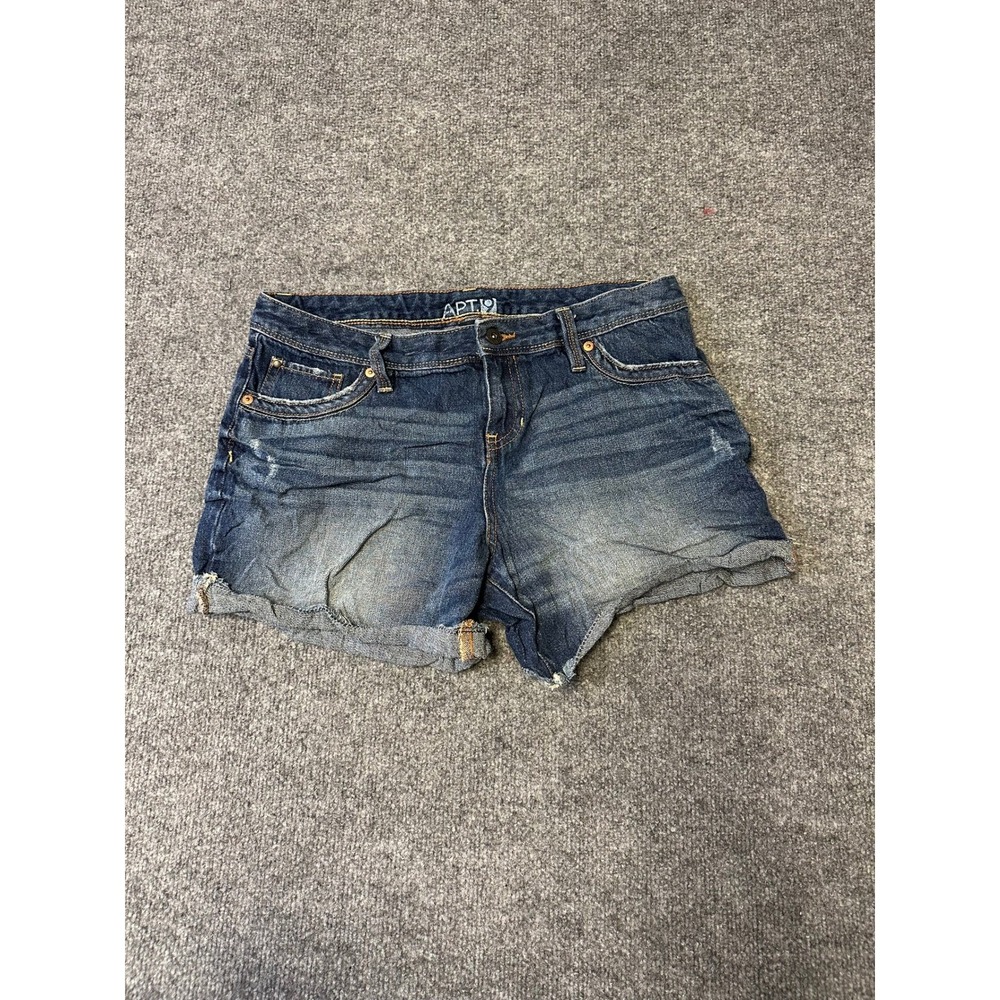 Apt. 9 Denim Shorts Womens Size 8 Blue Distressed Raw Hem Cotton Casual Summer